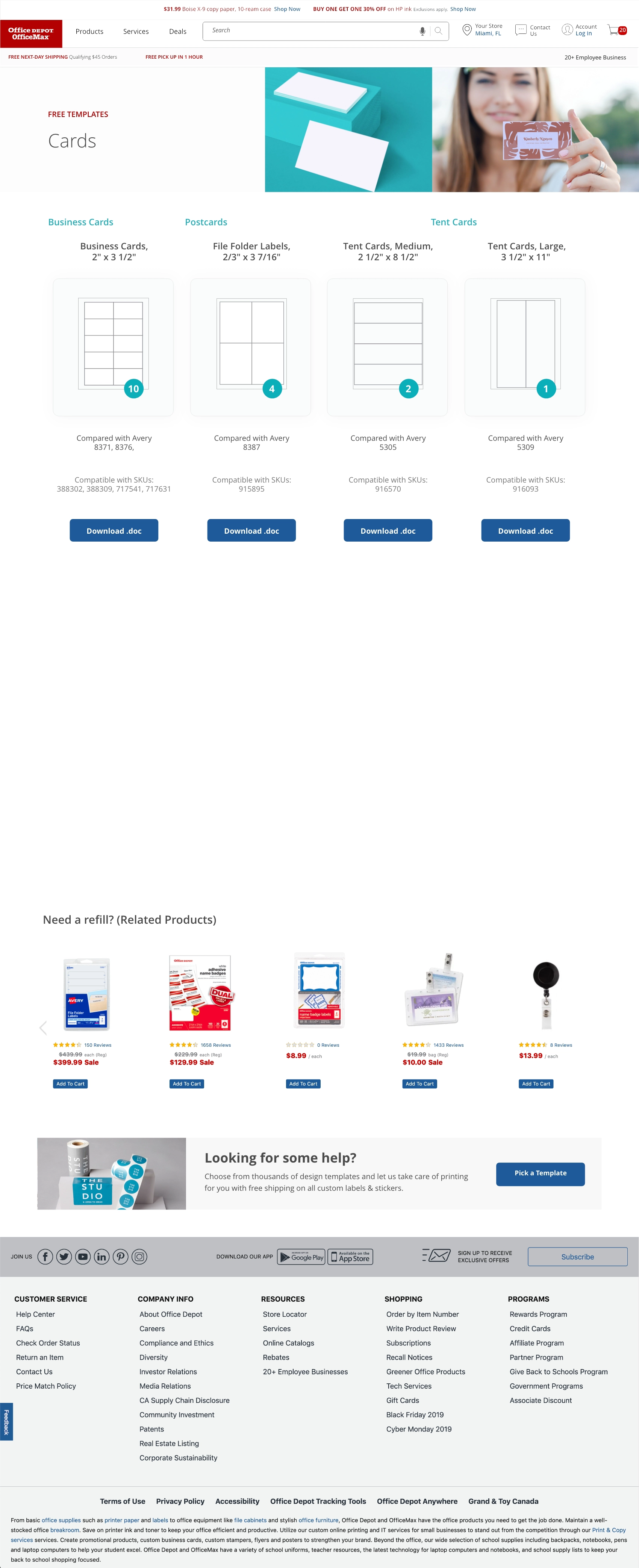 Office Depot | Paper Templates Web UX/UI